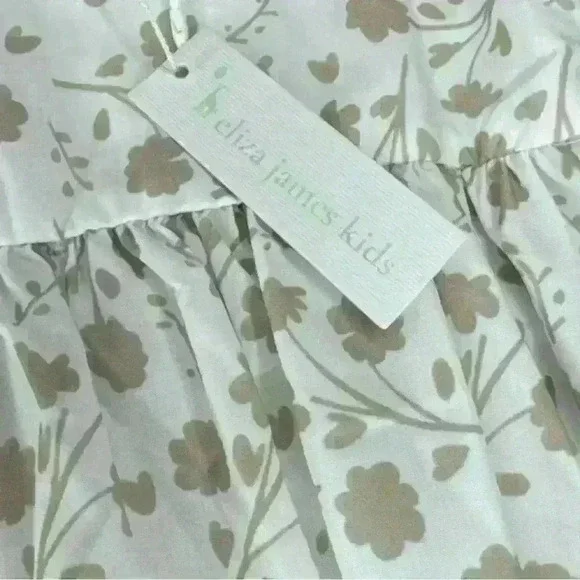 NWT - Eliza James Kids White and Brown Floral Dress - Size 5 - Picture 2 of 3
